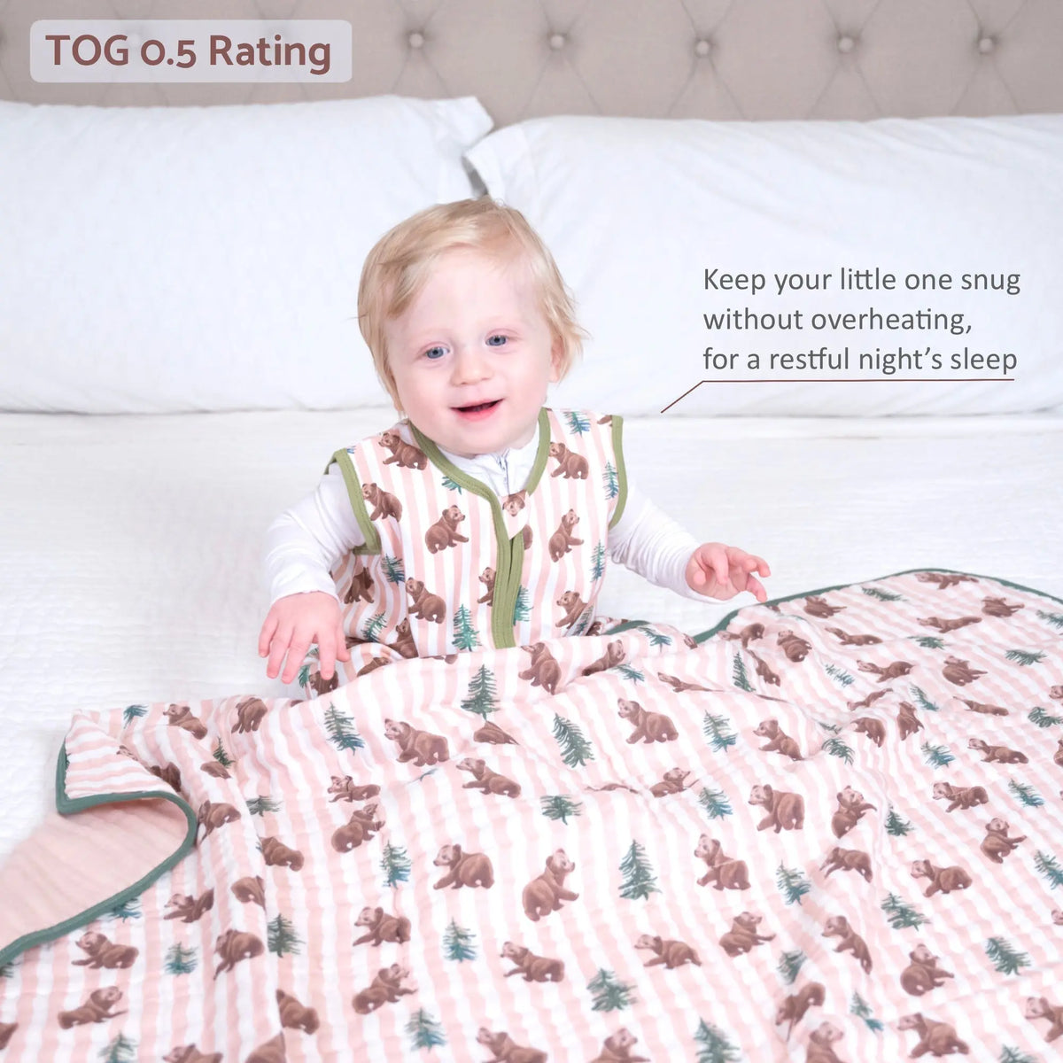 LollyBanks Baby Bear Baby Sleep Sack, 100% Organic Cotton - 