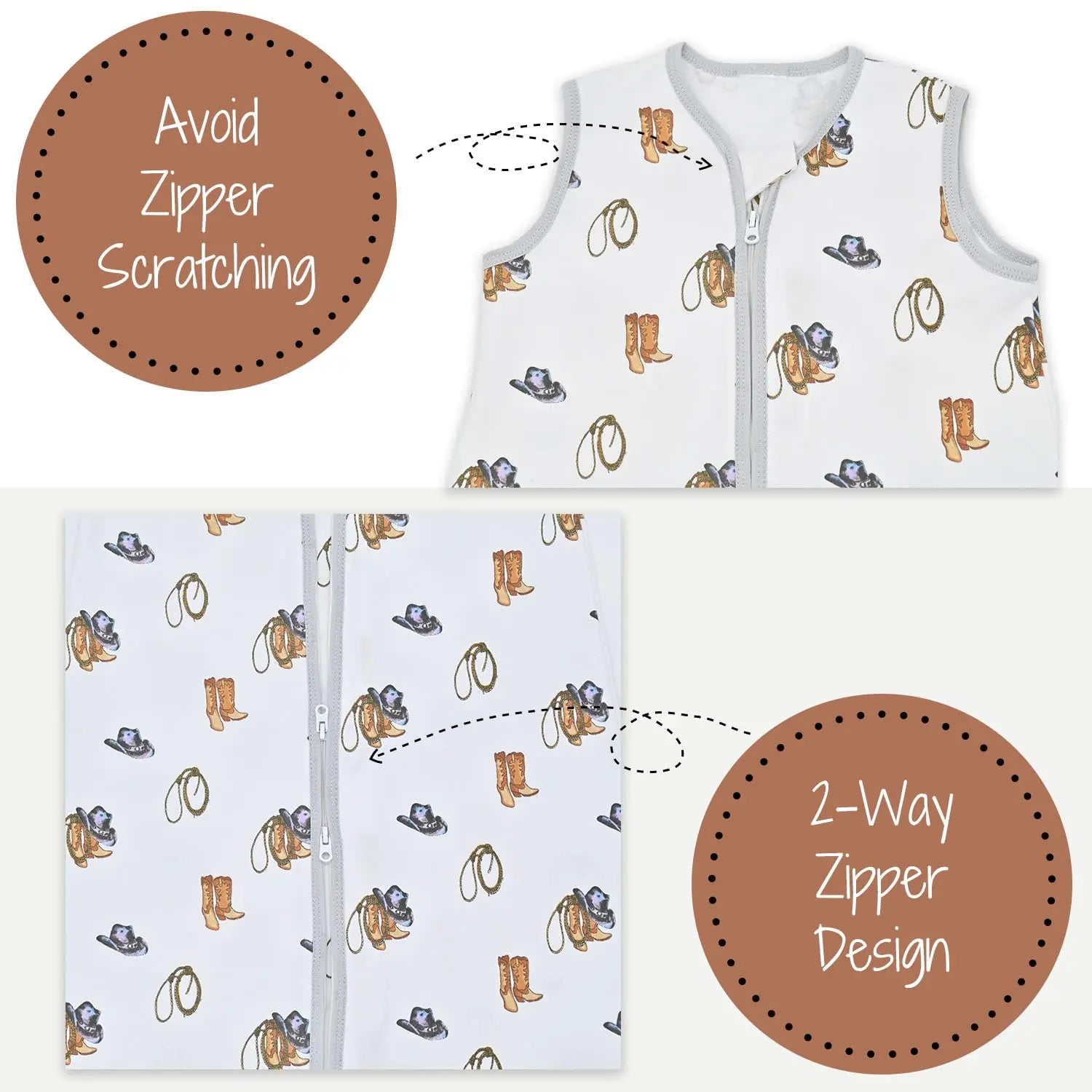 LollyBanks Life Is Better In Boots Baby Sleep Sack, 100% Organic Cotton - 