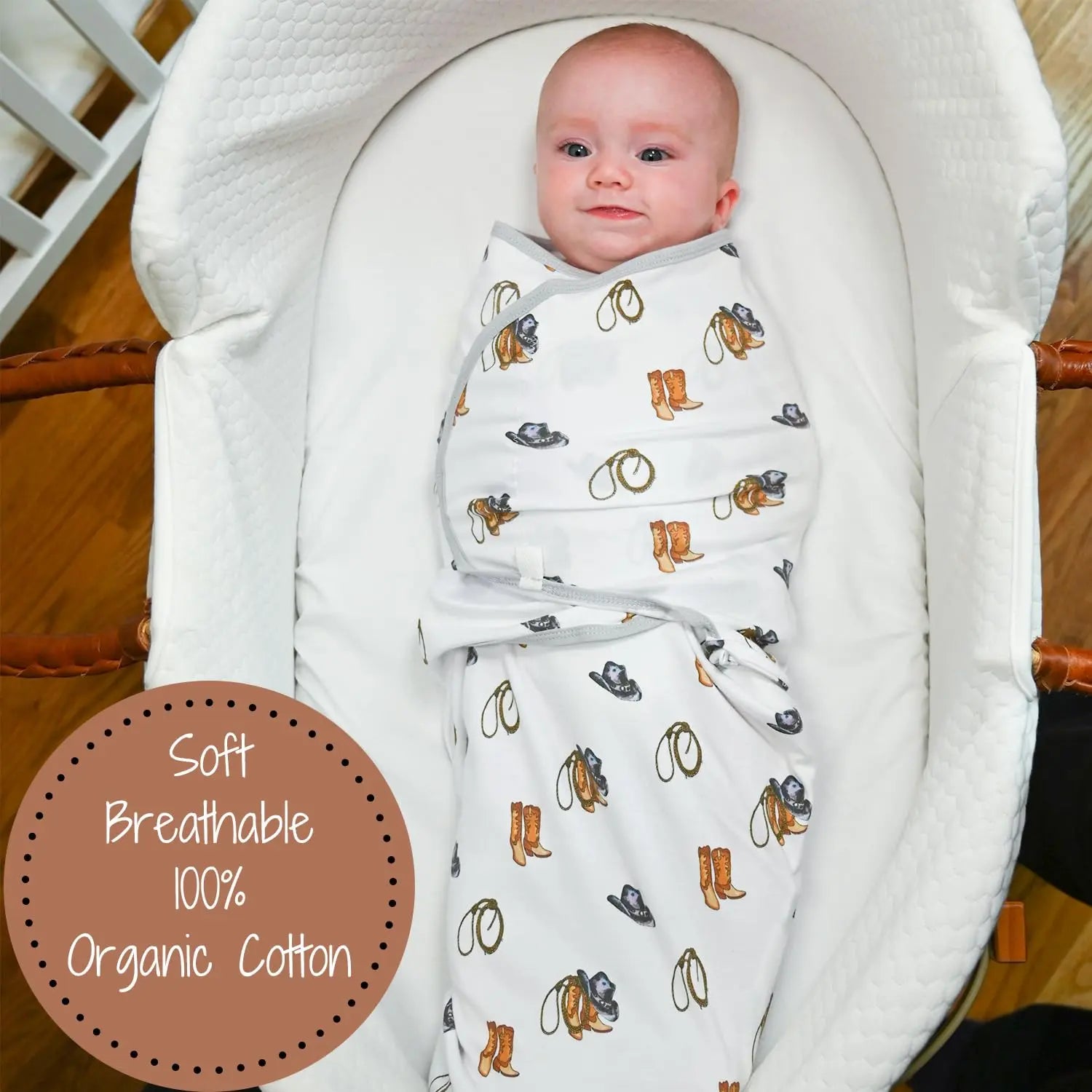 LollyBanks Life Is Better In Boots Baby Sleep Swaddle Organic Cotton - 