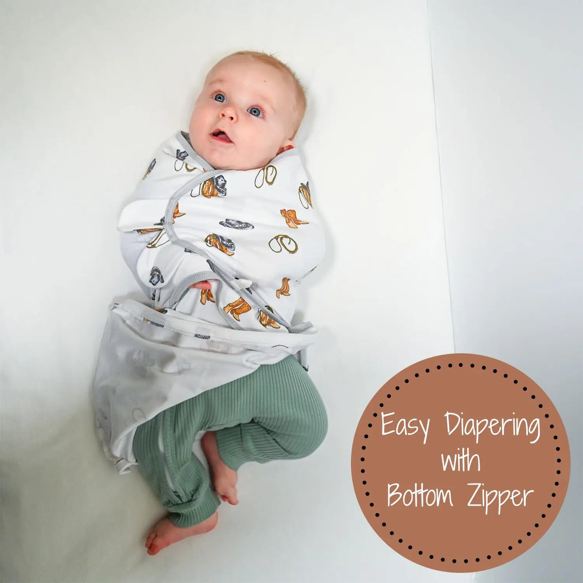 LollyBanks Life Is Better In Boots Baby Sleep Swaddle Organic Cotton - 