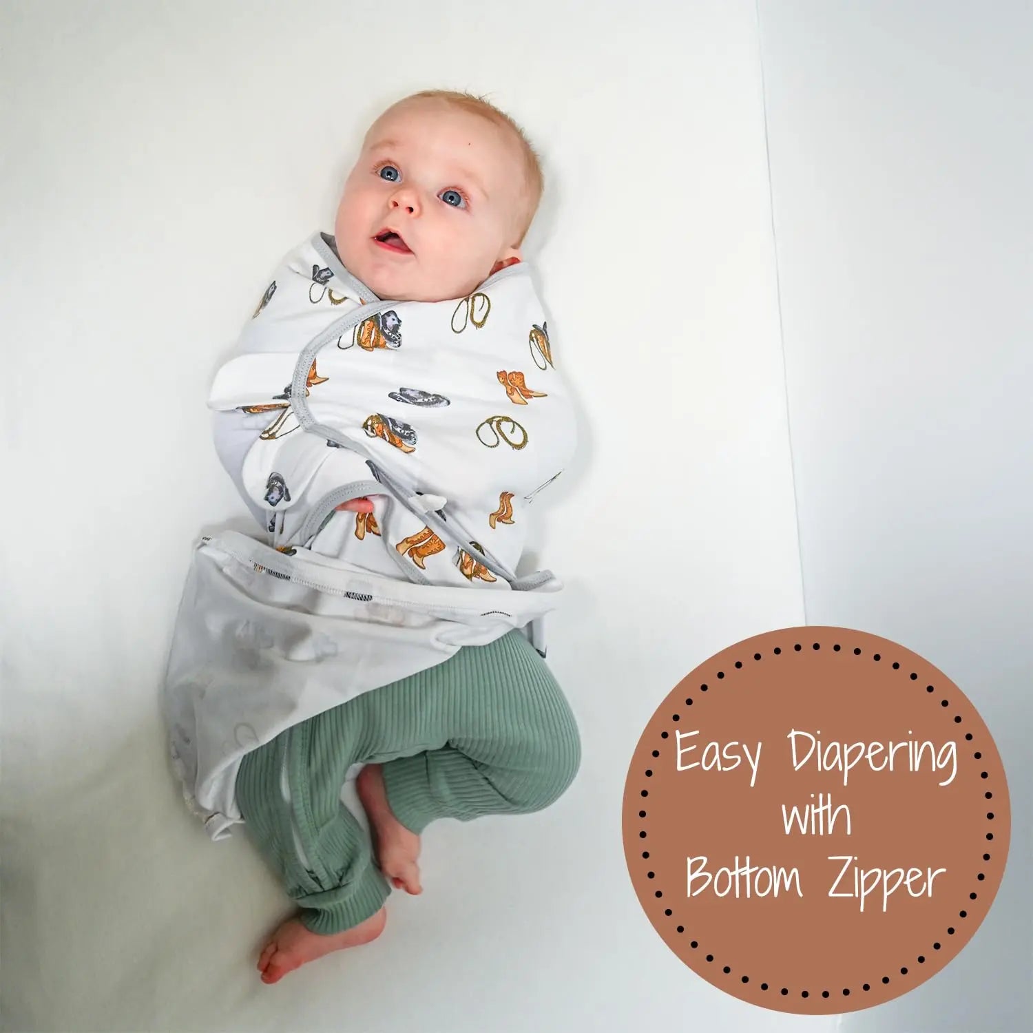 LollyBanks Life Is Better In Boots Baby Sleep Swaddle Organic Cotton - 