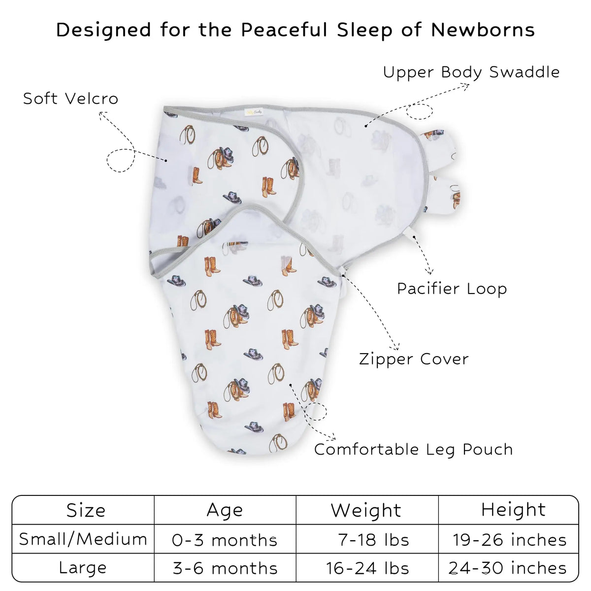 LollyBanks Life Is Better In Boots Baby Sleep Swaddle Organic Cotton - 