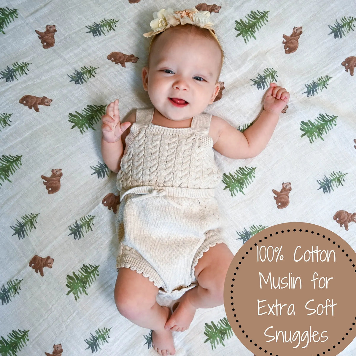 LollyBanks Bear Cub Baby Swaddle Blanket - 