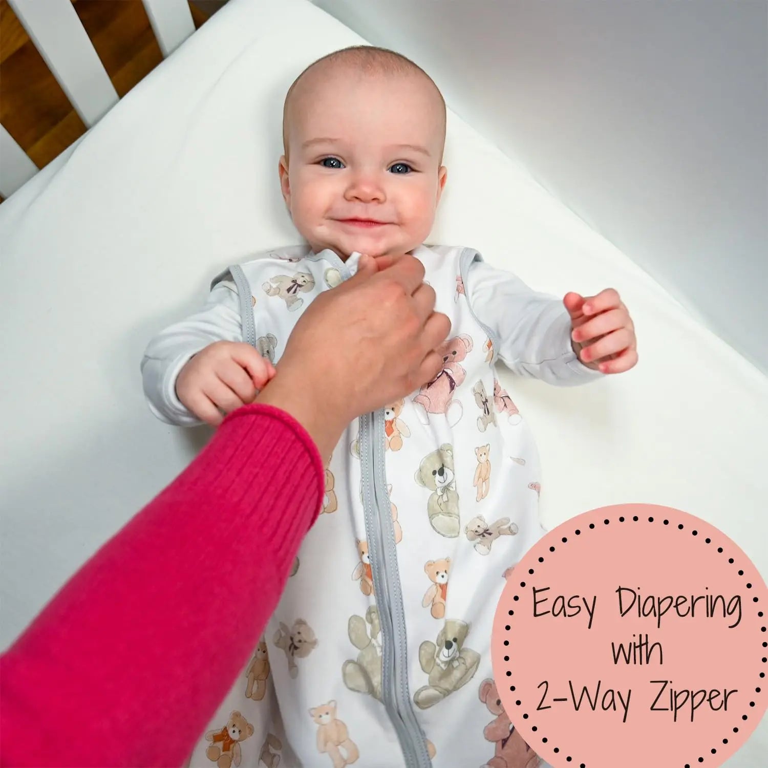 LollyBanks Bear Hugs Baby Sleep Sack, 100% Organic Cotton - 