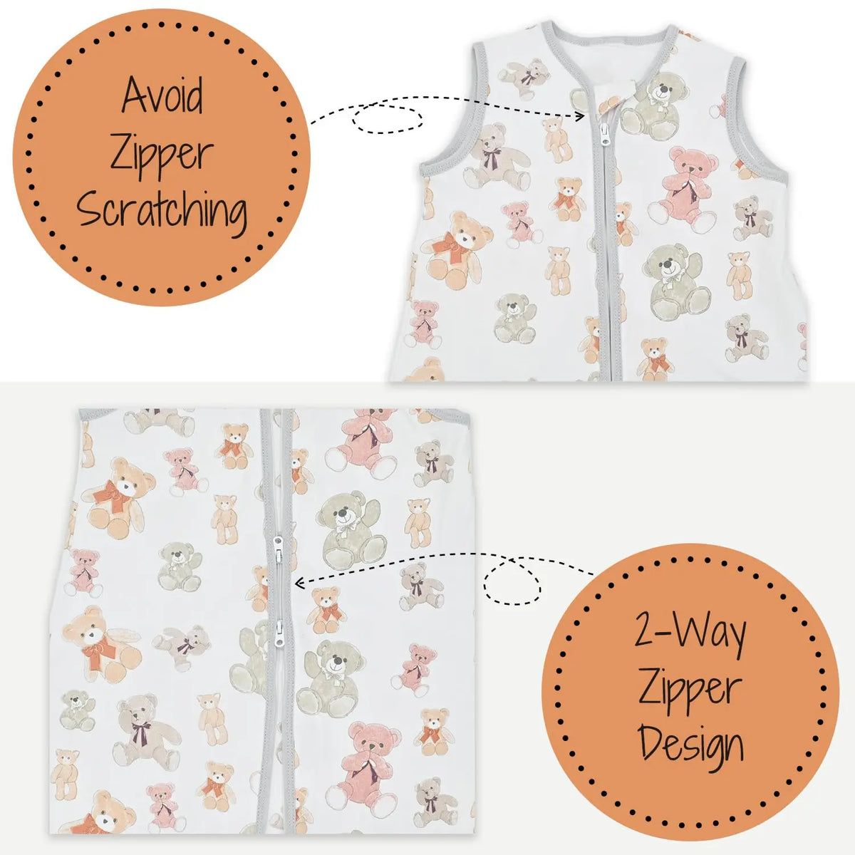 LollyBanks Bear Hugs Baby Sleep Sack, 100% Organic Cotton - 
