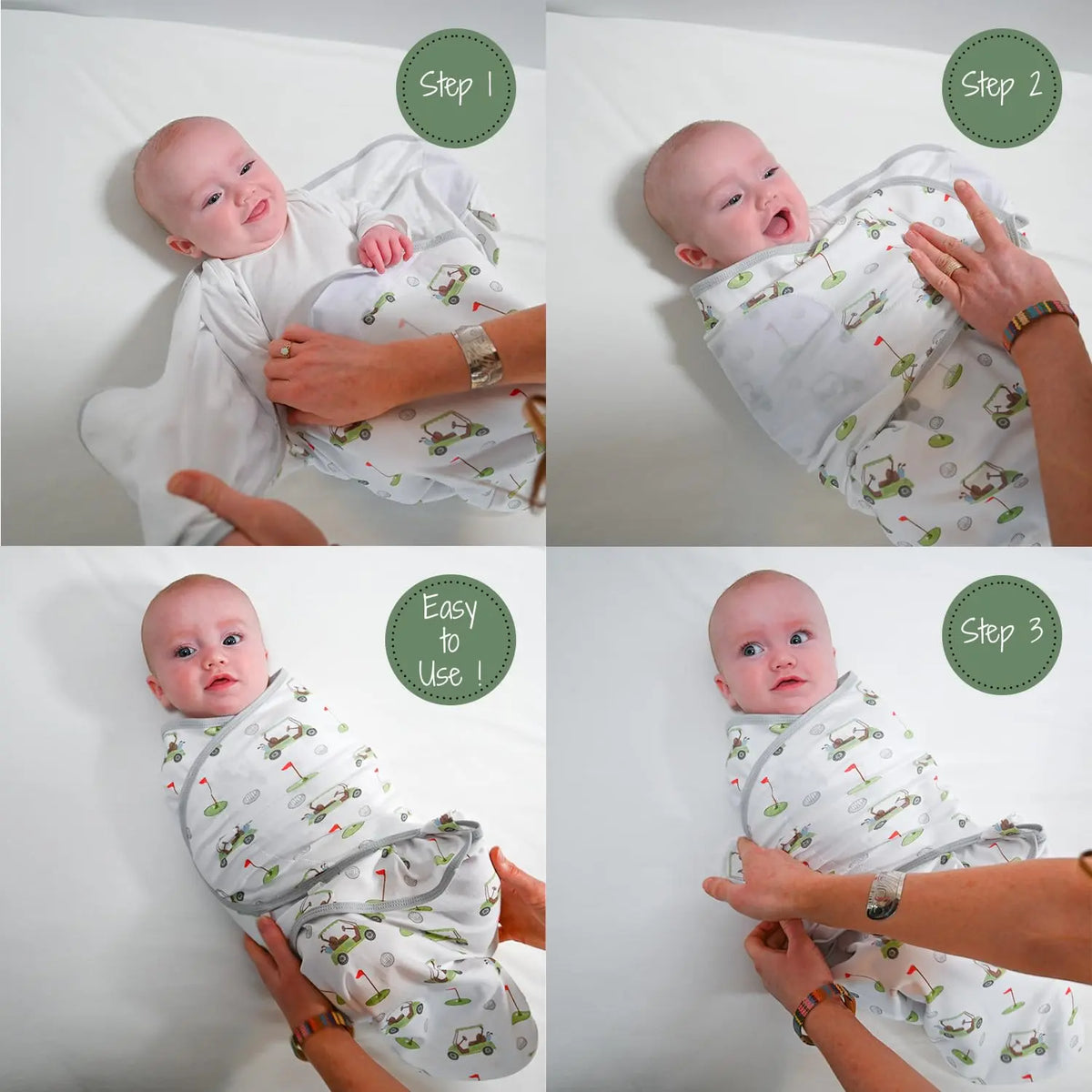LollyBanks Bear Hugs Baby Sleep Swaddle 100% Organic Cotton - 