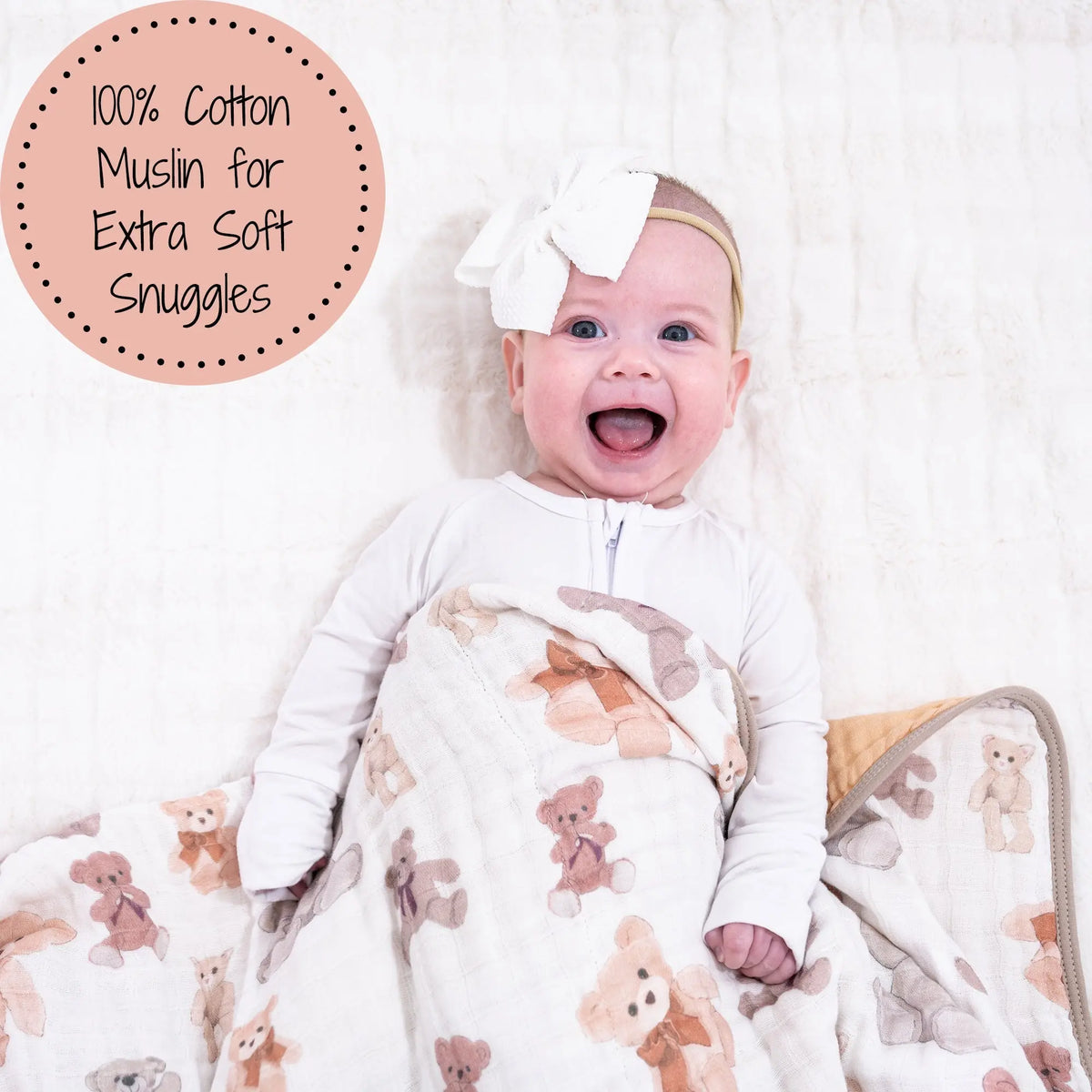 LollyBanks Bear Hugs Muslin Baby Blanket - 