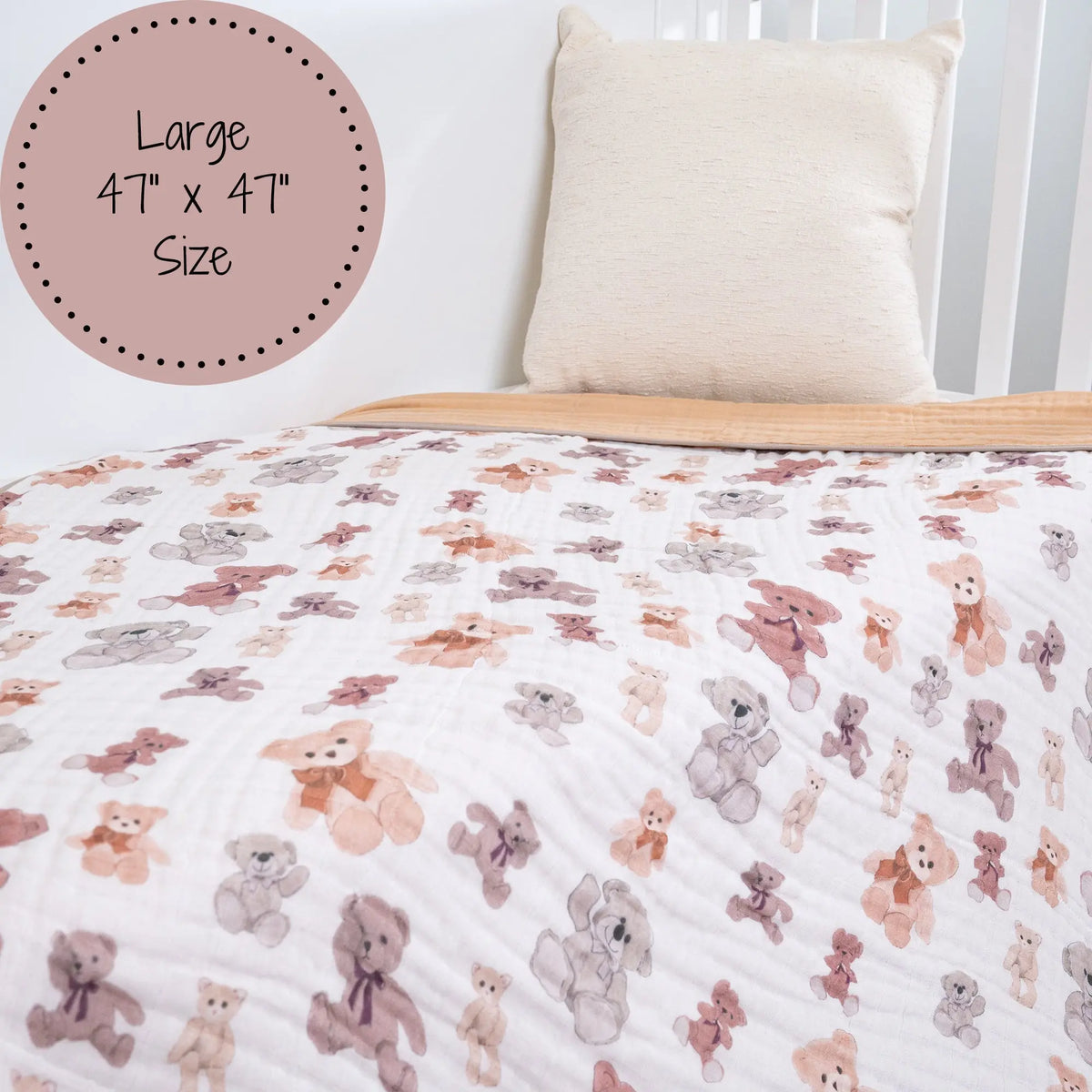 LollyBanks Bear Hugs Muslin Baby Blanket - 