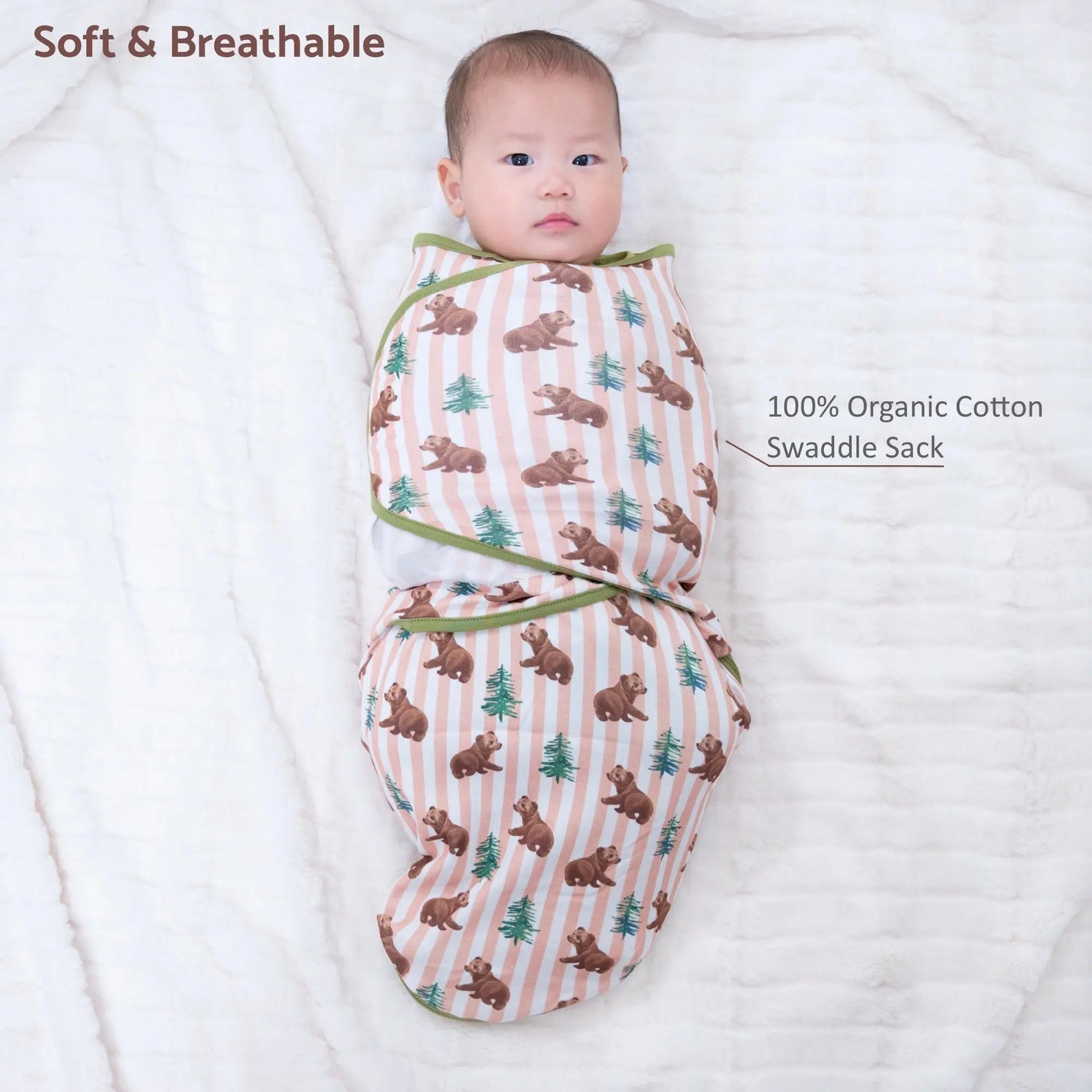 LollyBanks Baby Bear Baby Sleep Swaddle 100% Organic Cotton - 