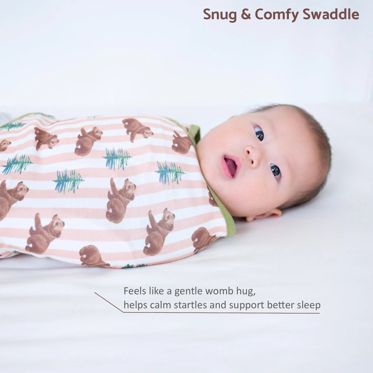 LollyBanks Baby Bear Baby Sleep Swaddle 100% Organic Cotton - 