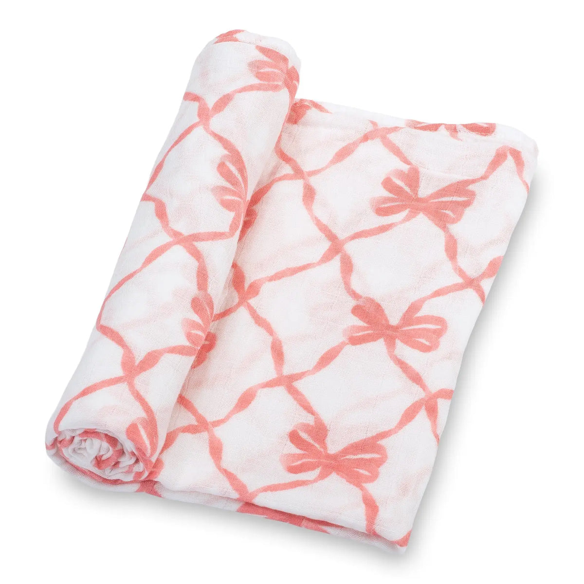LollyBanks Beautiful Bows Baby Muslin Swaddle Blanket - 