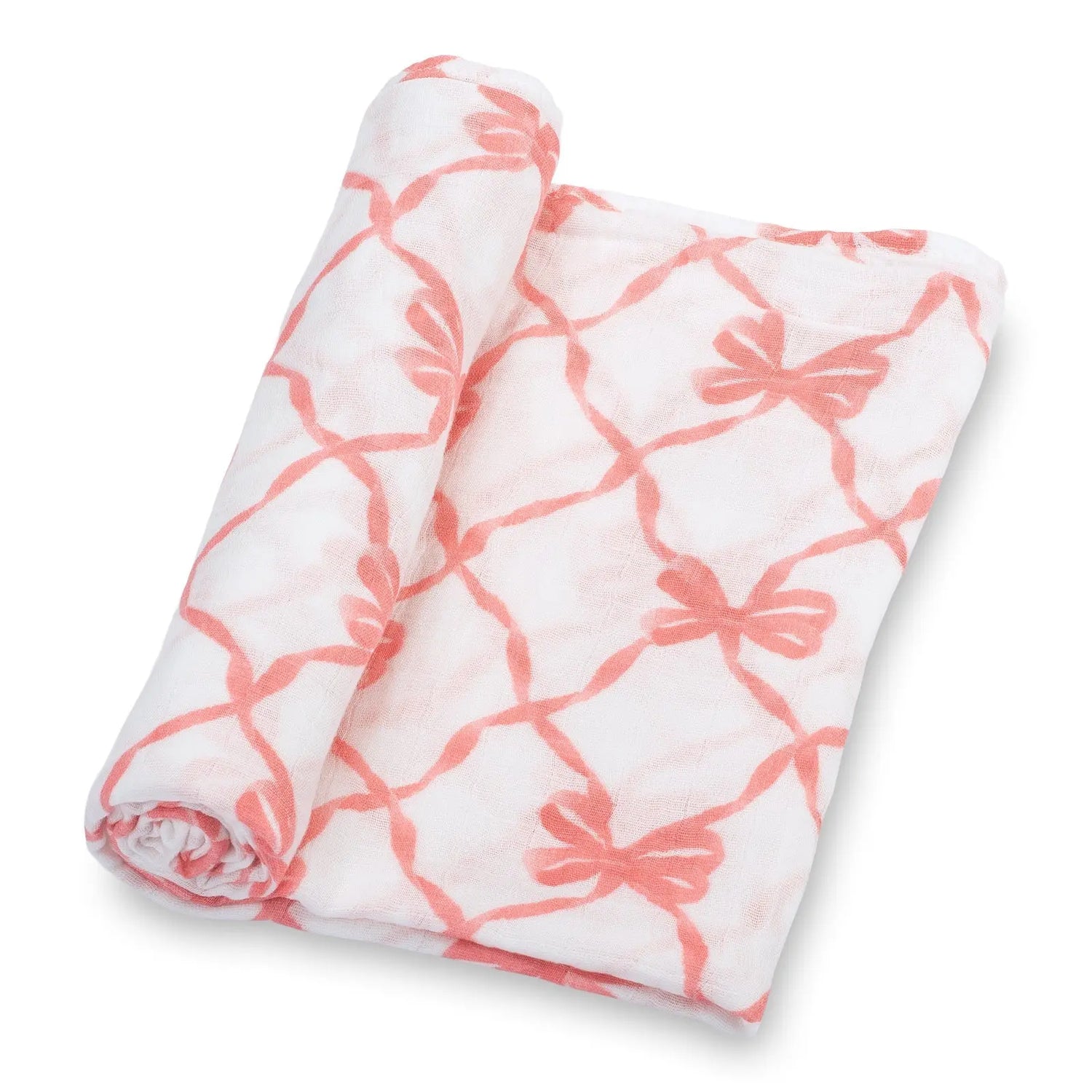LollyBanks Beautiful Bows Baby Muslin Swaddle Blanket - 