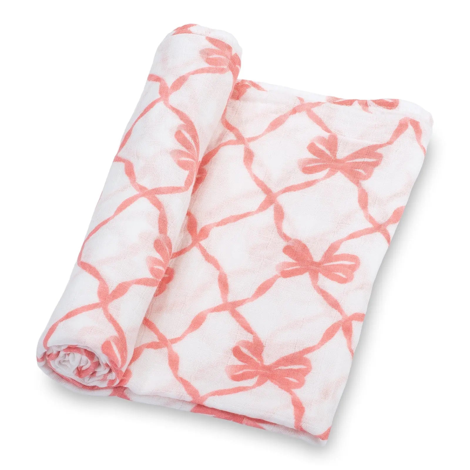 LollyBanks Beautiful Bows Baby Muslin Swaddle Blanket - 