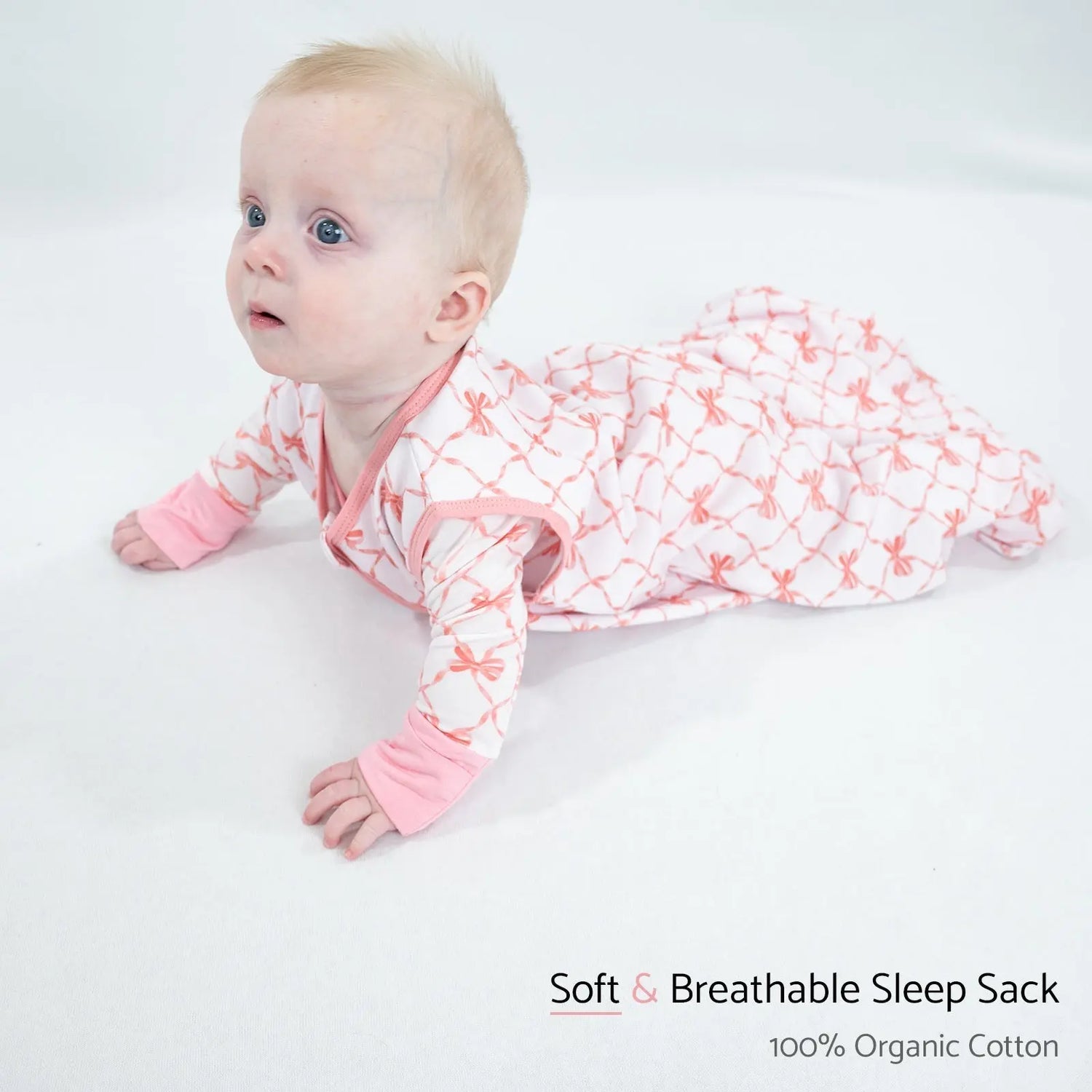 LollyBanks Beautiful Bows Baby Sleep Sack, 100% Organic Cotton - 
