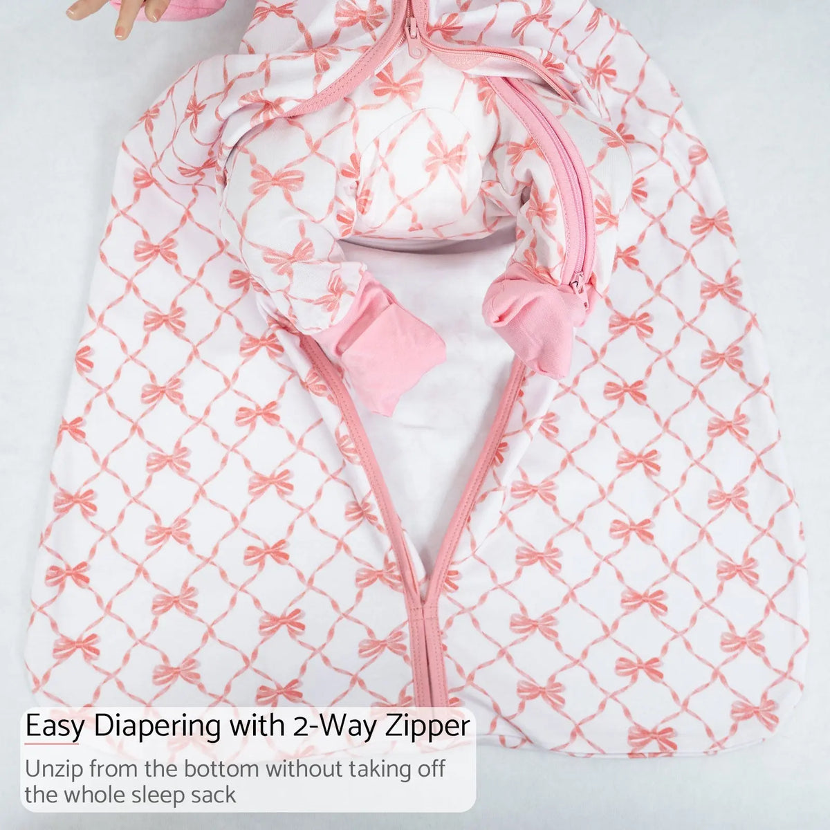 LollyBanks Beautiful Bows Baby Sleep Sack, 100% Organic Cotton - 