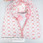 LollyBanks Beautiful Bows Baby Sleep Sack, 100% Organic Cotton - 