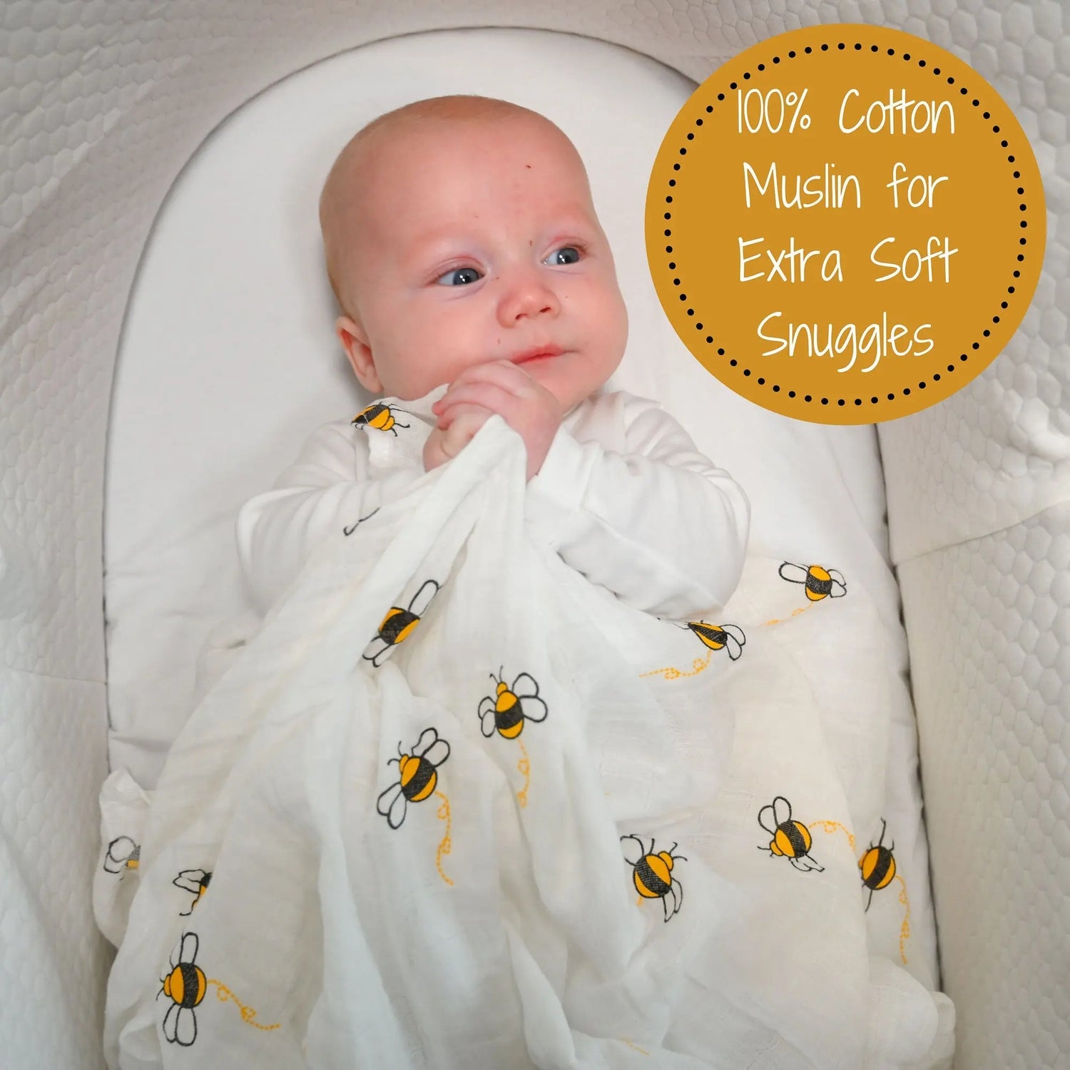 LollyBanks Bee Baby Muslin Swaddle Blanket - 