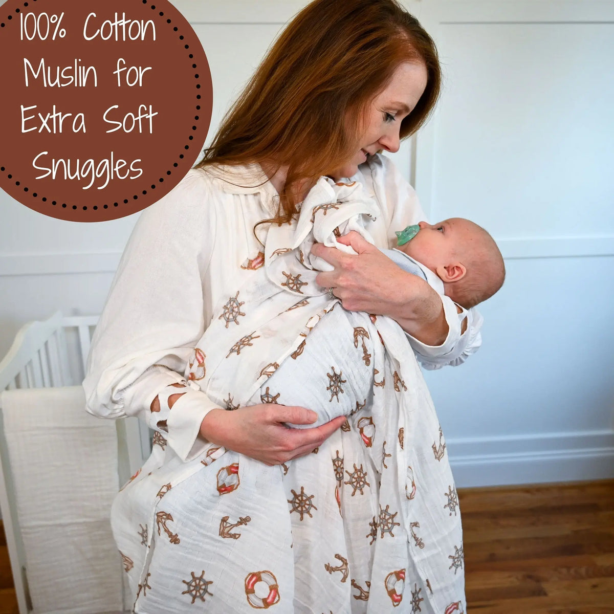 LollyBanks Boat Baby Mulin Swaddle Blanket - 