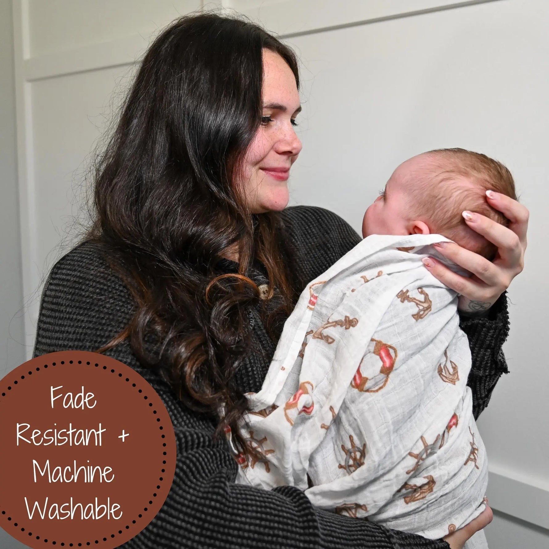 LollyBanks Boat Baby Mulin Swaddle Blanket - 