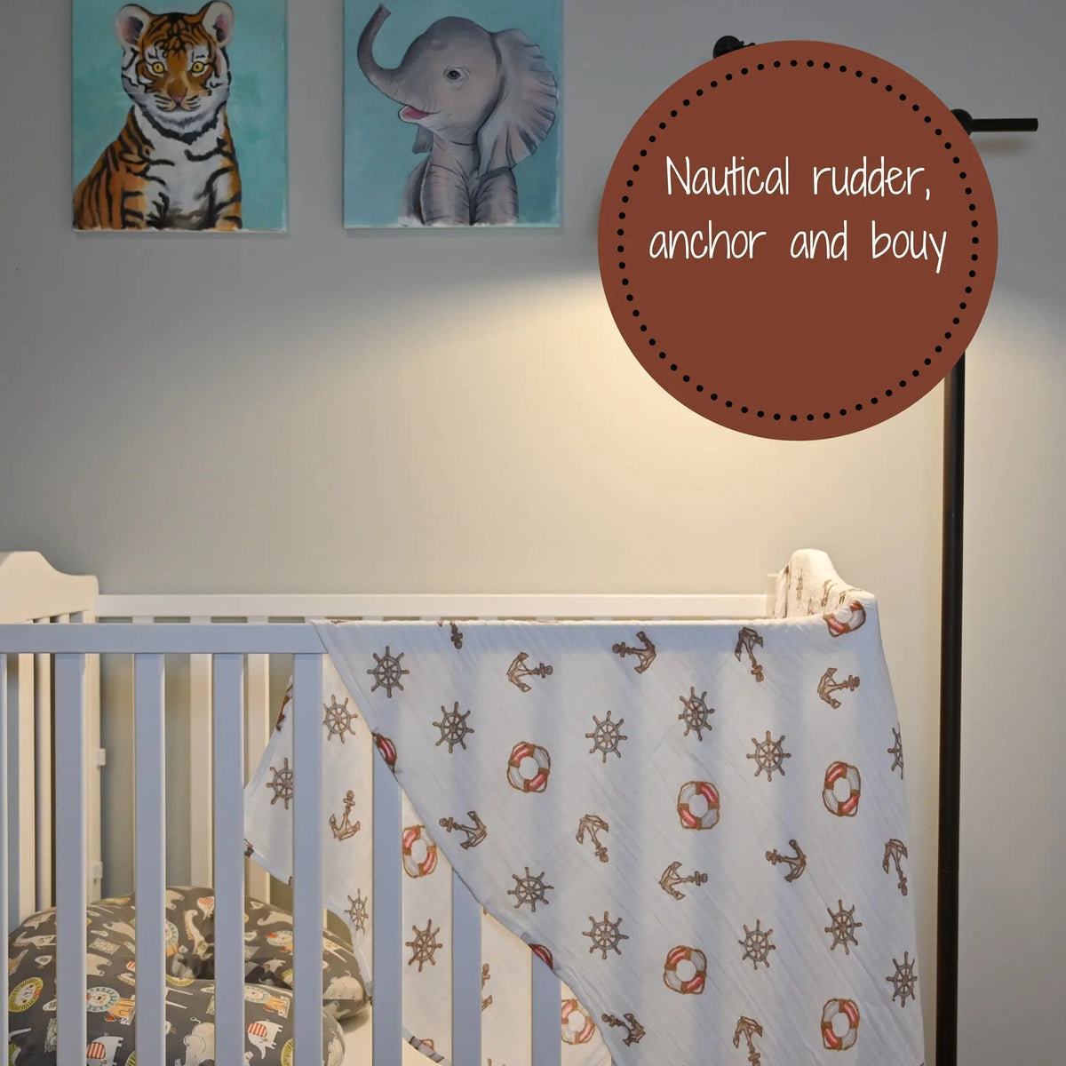 LollyBanks Boat Baby Mulin Swaddle Blanket - 