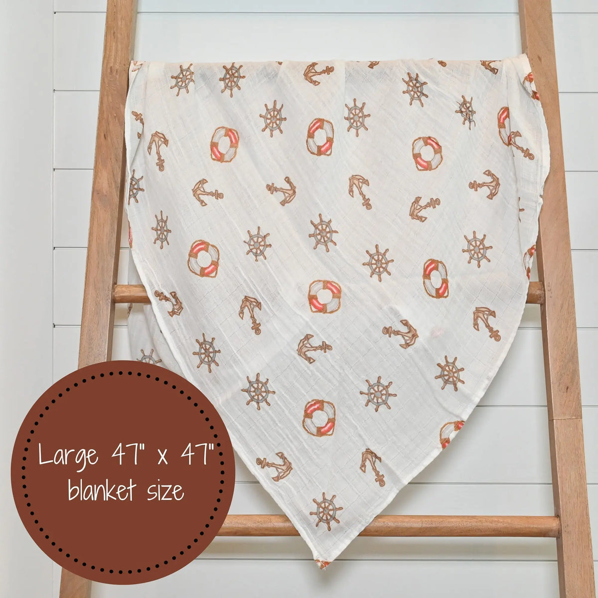 LollyBanks Boat Baby Mulin Swaddle Blanket - 