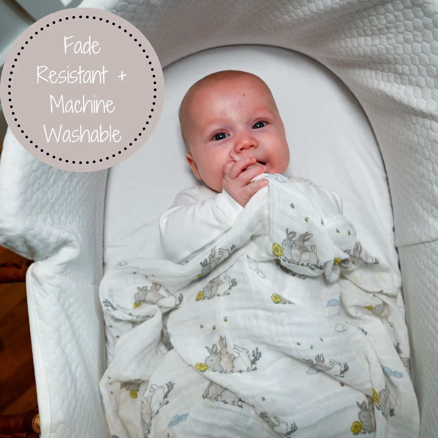 LollyBanks Bunny Loves You Baby Muslin Swaddle Blanket - 