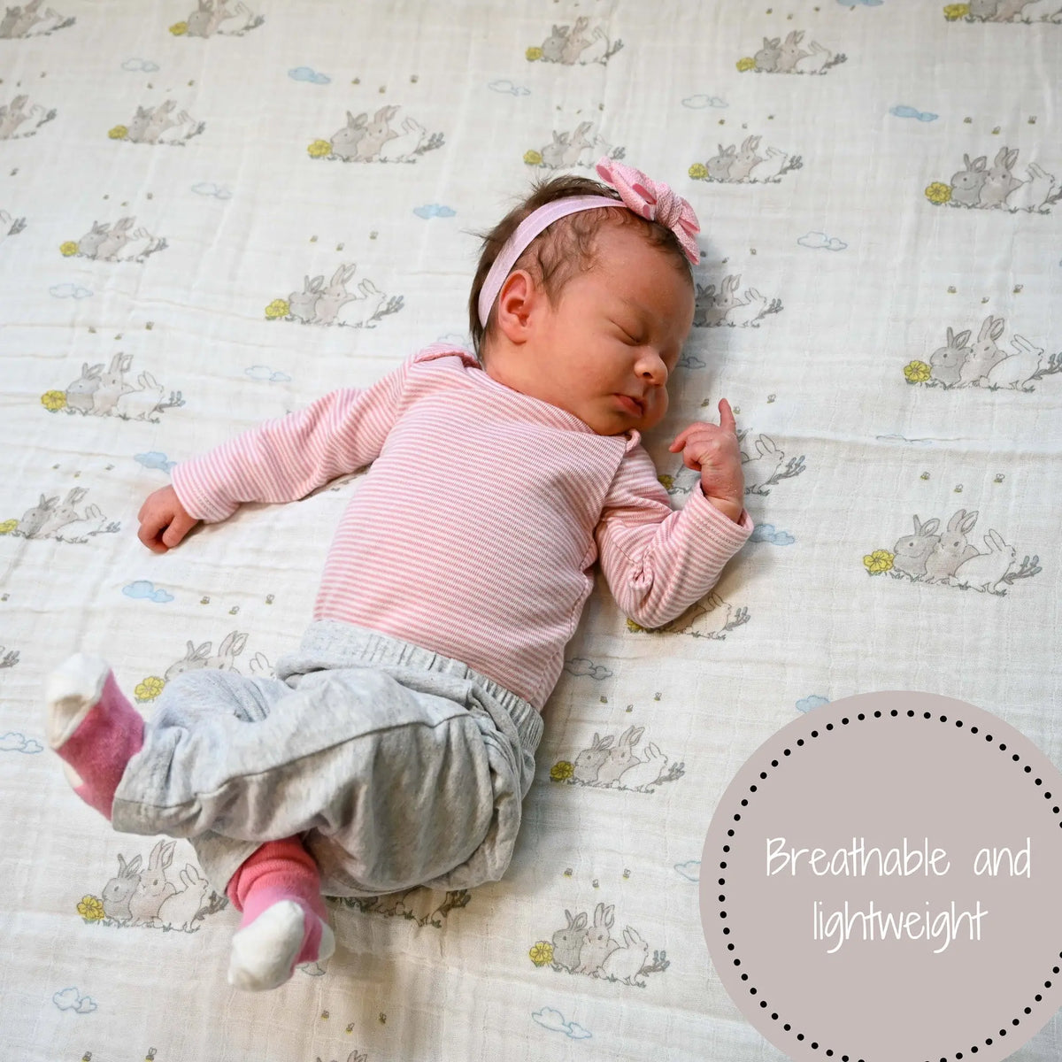 LollyBanks Bunny Loves You Baby Muslin Swaddle Blanket - 