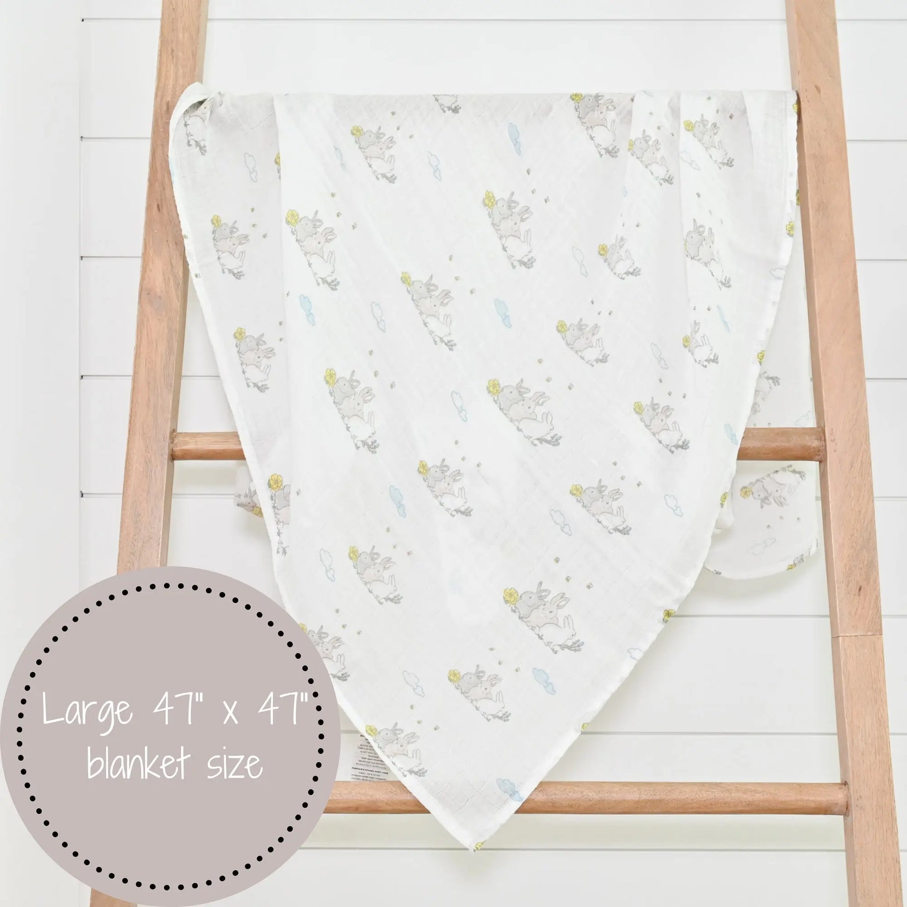 LollyBanks Bunny Loves You Baby Muslin Swaddle Blanket - 