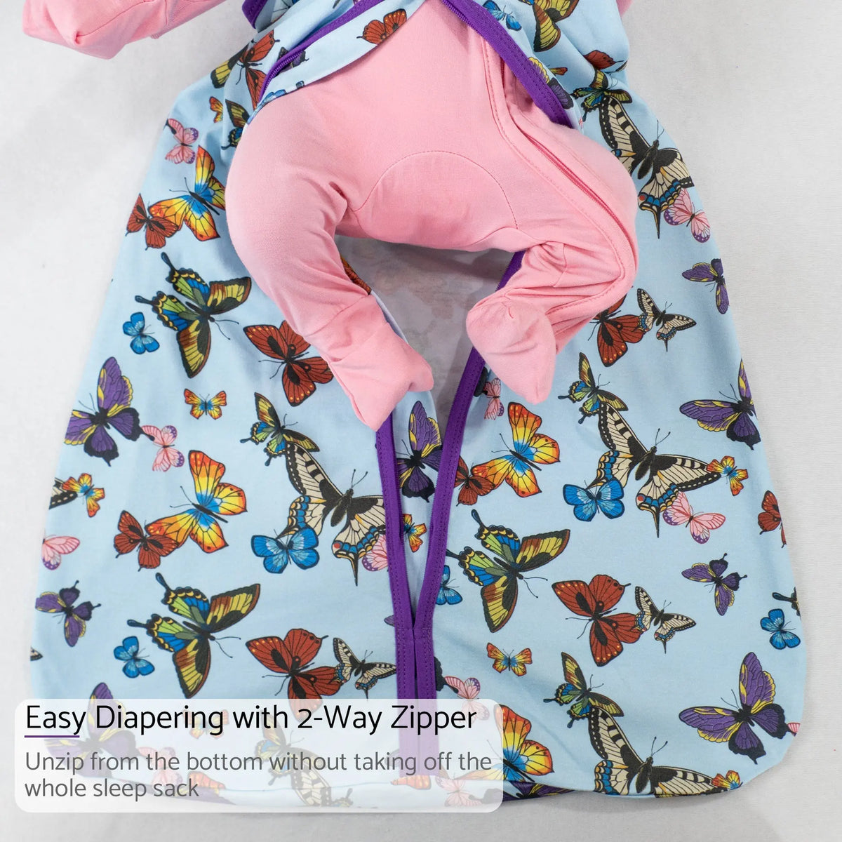 LollyBanks Butterfly Baby Sleep Sack, 100% Organic Cotton - 