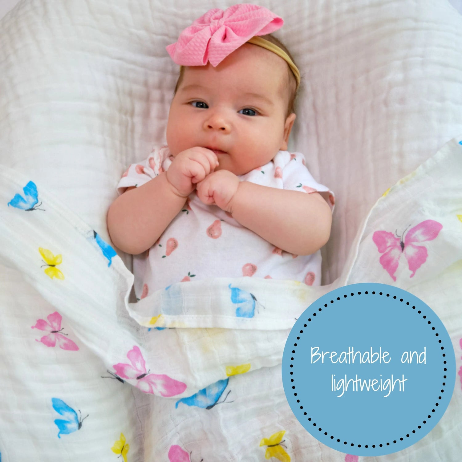 LollyBanks Butterfly Kisses Baby Muslin Swaddle Blanket - 