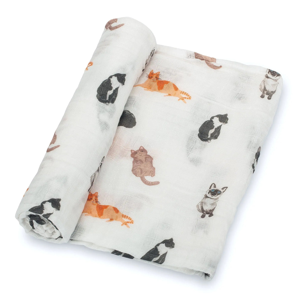 LollyBanks Adorable Cat Prints Muslin Swaddle Baby Blankets - 47" x 47" 100% Cotton Muslin - 