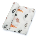 LollyBanks Adorable Cat Prints Muslin Swaddle Baby Blankets - 47" x 47" 100% Cotton Muslin - 
