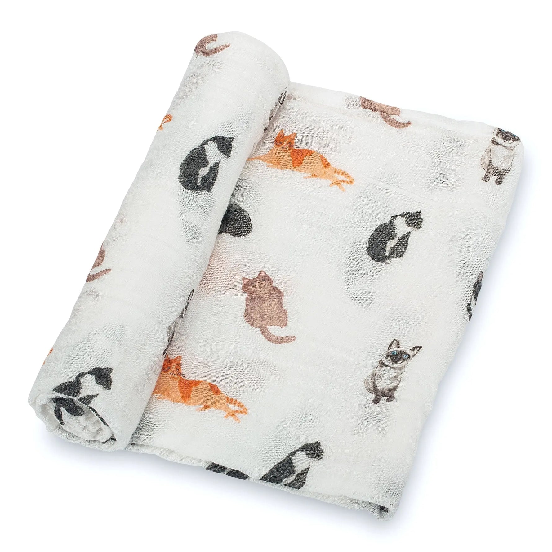 LollyBanks Adorable Cat Prints Muslin Swaddle Baby Blankets - 47" x 47" 100% Cotton Muslin - 