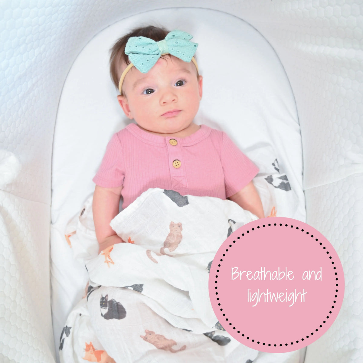 LollyBanks Adorable Cat Prints Muslin Swaddle Baby Blankets - 47" x 47" 100% Cotton Muslin - 