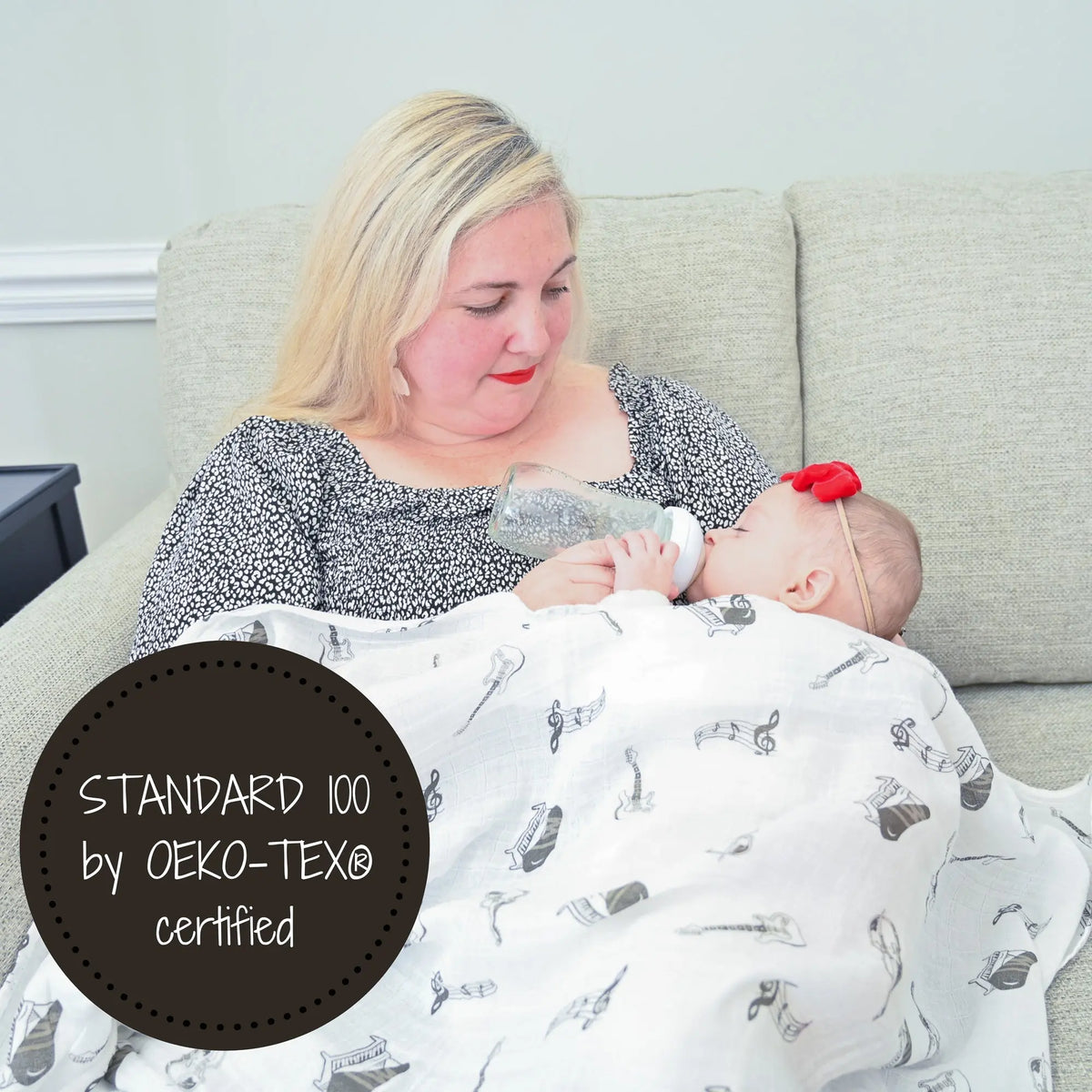 LollyBanks Chello There Baby Muslin Music Swaddle Blanket - 