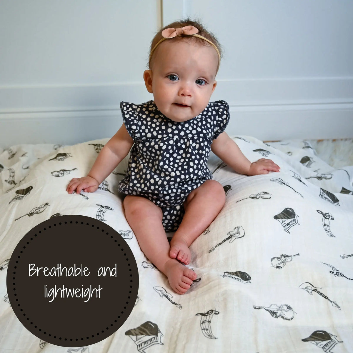 LollyBanks Chello There Baby Muslin Music Swaddle Blanket - 