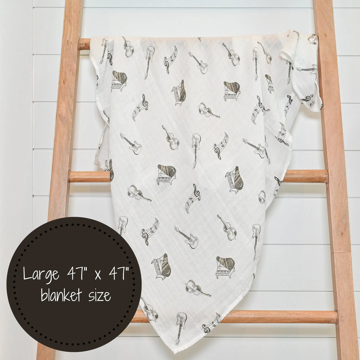 LollyBanks Chello There Baby Muslin Music Swaddle Blanket - 