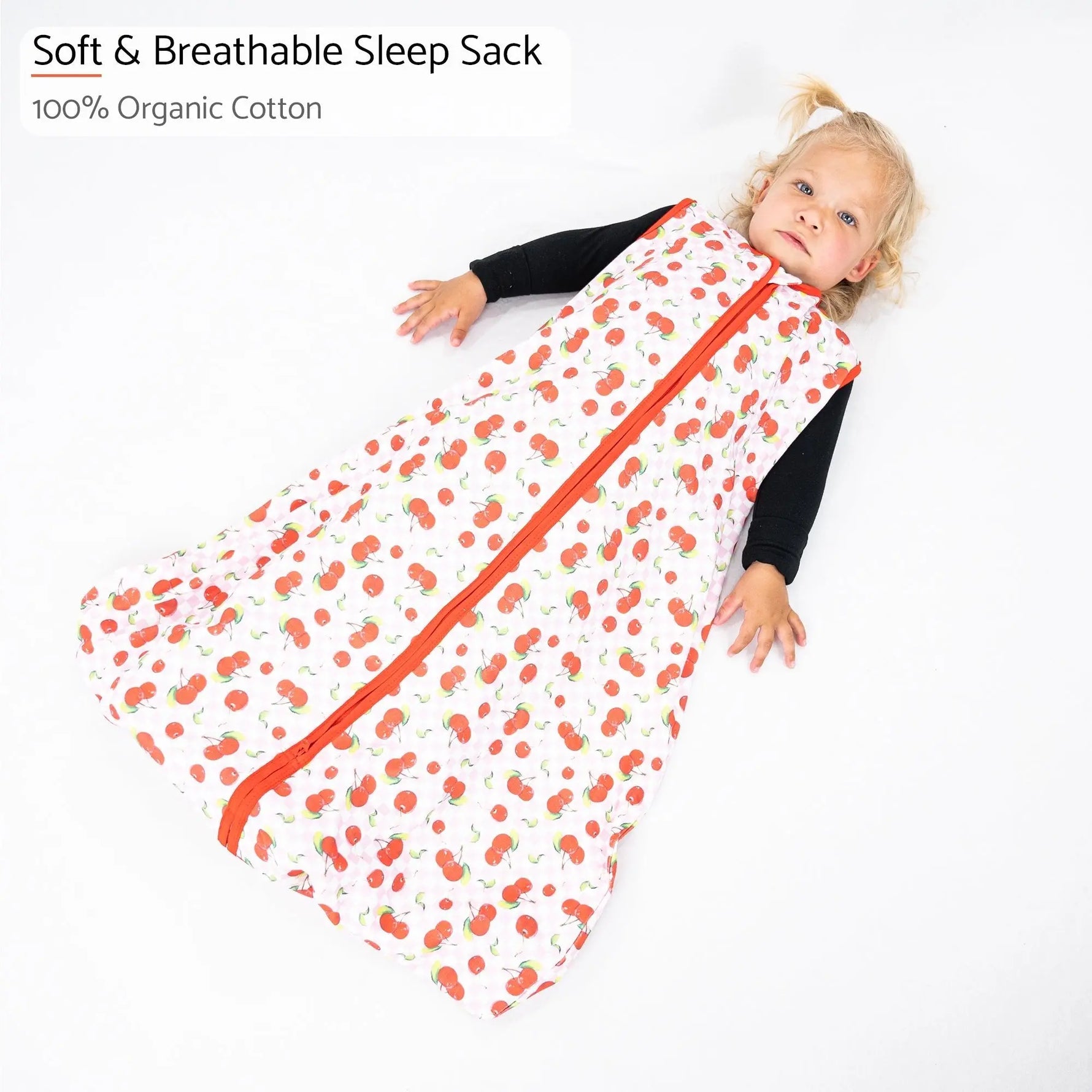 LollyBanks Cherry on top Baby Sleep Sack, 100% Organic Cotton - 