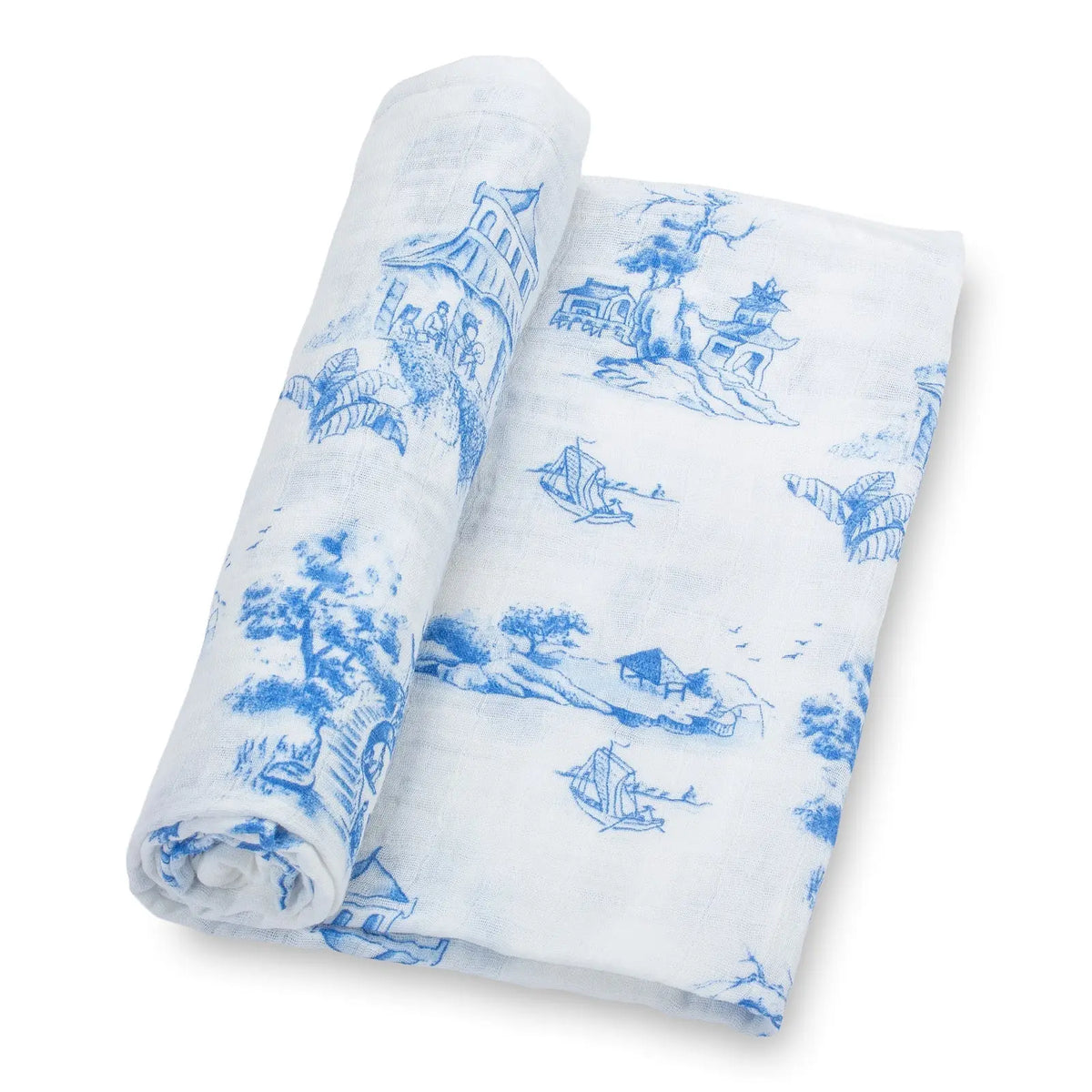LollyBanks Chinoiserie Baby Muslin Swaddle Blanket - 