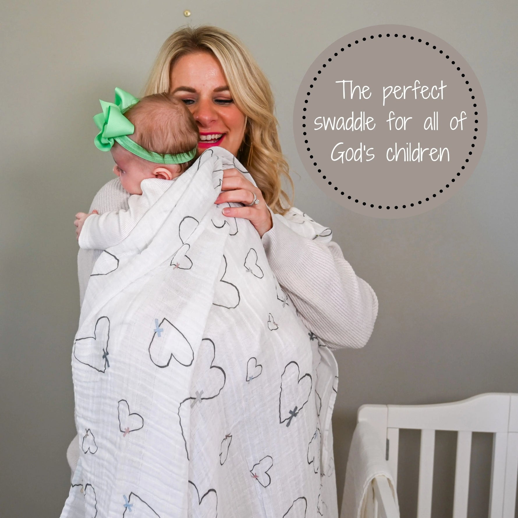 LollyBanks The Love of Christ Heart Baby Muslin Swaddle Blanket - 