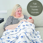 LollyBanks Up, Up, Up and Away Airplane Baby Muslin Swaddle Blanket - 