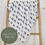 LollyBanks Up, Up, Up and Away Airplane Baby Muslin Swaddle Blanket - 