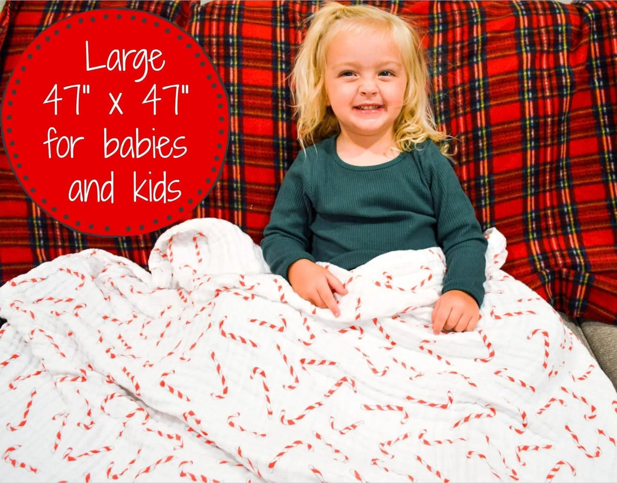 LollyBanks Cotton Muslin Candy Cane Quilt - 