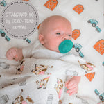 LollyBanks The Cow Goes MOO Farm Baby Muslin Swaddle Blanket - 