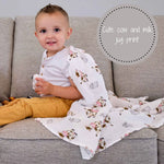 LollyBanks The Cow Goes MOO Farm Baby Muslin Swaddle Blanket - 