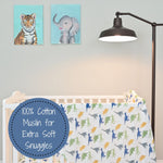 LollyBanks Dinosaur Swaddle Blankets, Dino Adventure: 47" x 47" 100% Muslin Cotton - 