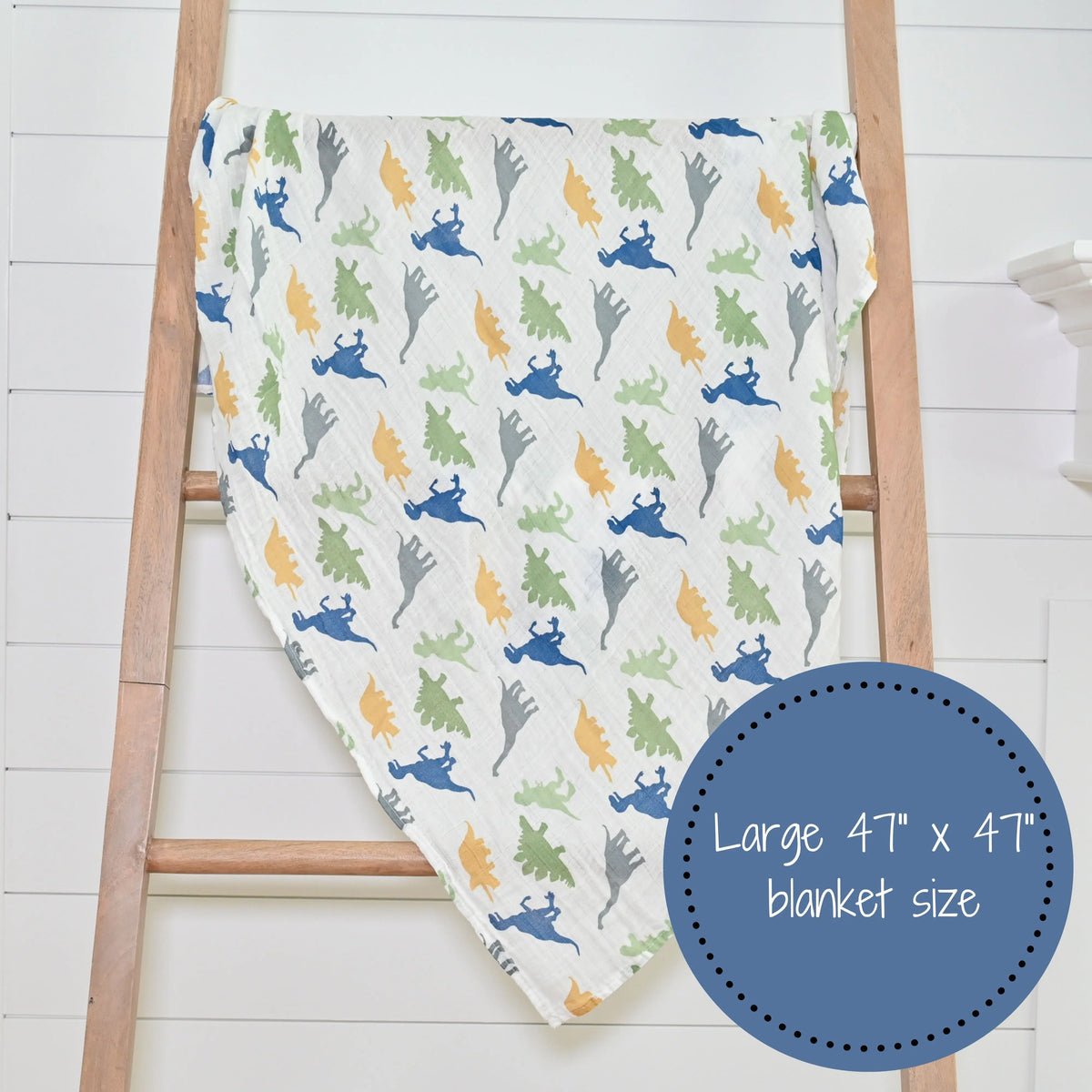 LollyBanks Dinosaur Swaddle Blankets, Dino Adventure: 47" x 47" 100% Muslin Cotton - 