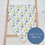 LollyBanks Dinosaur Swaddle Blankets, Dino Adventure: 47" x 47" 100% Muslin Cotton - 