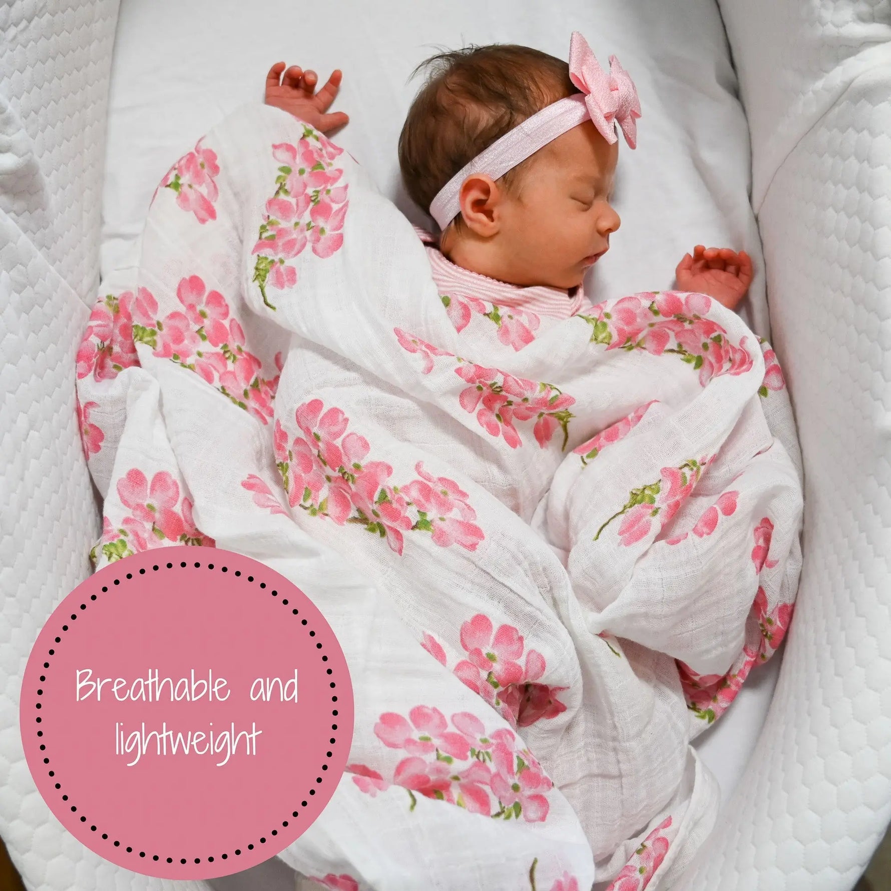 LollyBanks Dogwoods In Bloom Baby Muslin Swaddle Blanket - 