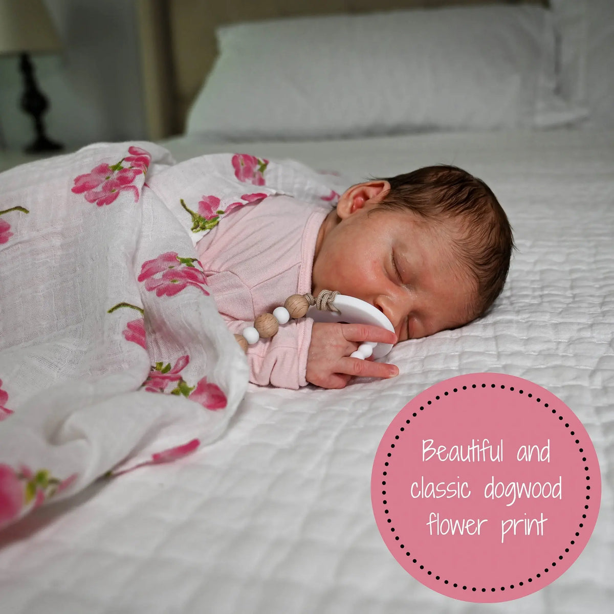 LollyBanks Dogwoods In Bloom Baby Muslin Swaddle Blanket - 